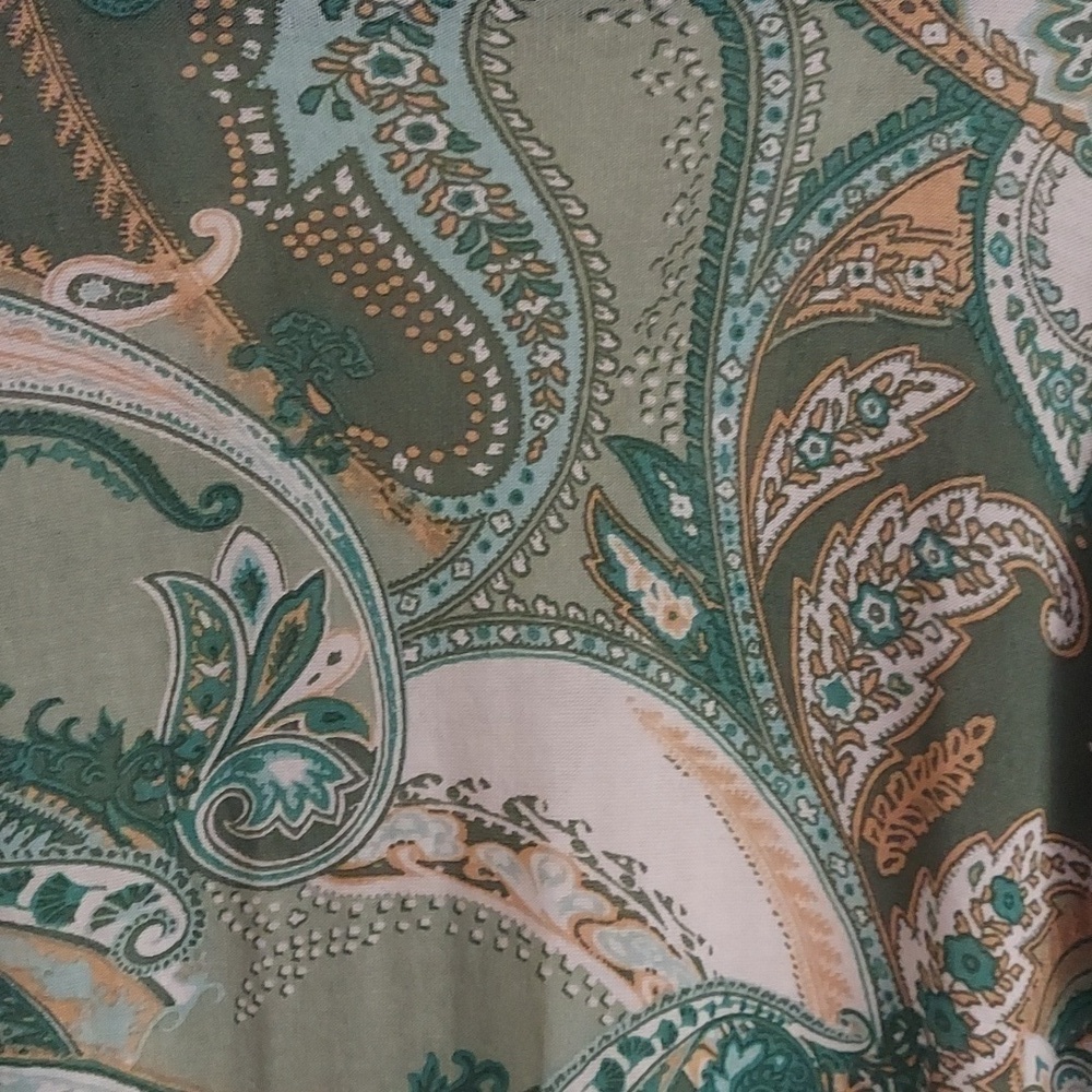 CHICO'S The Everyday Green Paisley Long Sleeve Button Down Cardigan Sweater - Picture 9 of 12